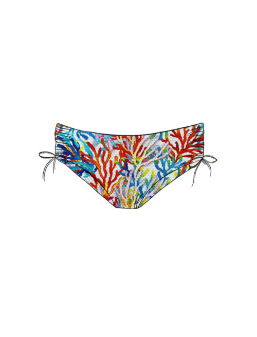 Bikini-Hose Capri - Stoff Coral weiß