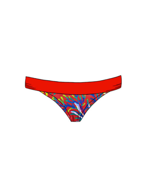 Bikini-Hose Maui - Stoff Coral rot - Besatz Jaffna